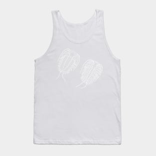 White Line Drawing of Phacopid Trilobite Tank Top